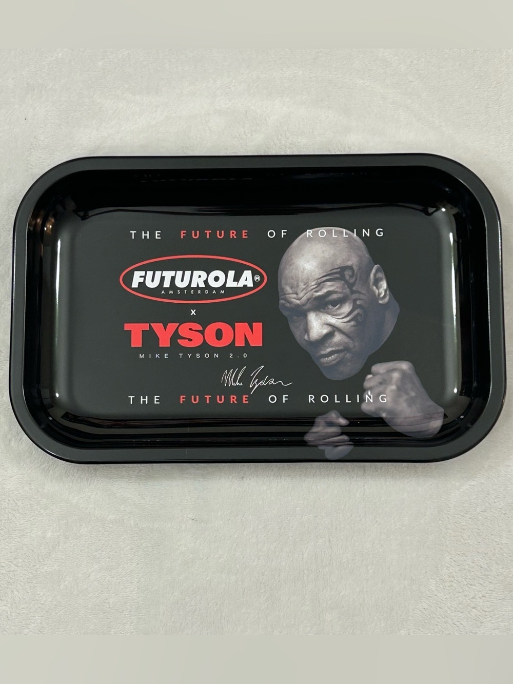 Futurola Mike Tyson 2.0 Black Tin Rolling Tray Medium Plate 11” x 7” HOF Boxer